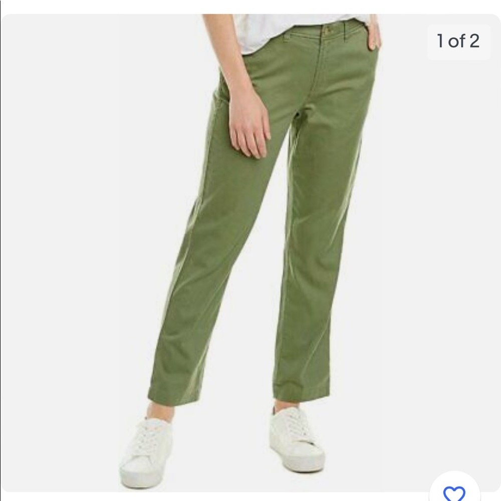 J.Crew Women's Slim Chino Cropped Leg Pants | Green - Size 14